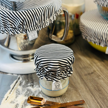 Load image into Gallery viewer, Reusable White & Black Stripes Bowl Covers-Practical and Sustainable Cotton Food Covers
