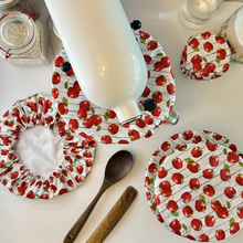 Load image into Gallery viewer, Reusable Apple Print Bowl Covers – 100% Cotton, Washable, and Eco-Conscious