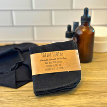 Load image into Gallery viewer, Reusable 100% Cotton Black Facial Cloths – Eco-Friendly, Soft, and Gentle for Sensitive Skin, Natural Skincare Routine