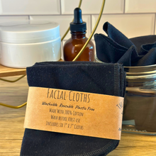 Load image into Gallery viewer, Reusable 100% Cotton Black Facial Cloths – Eco-Friendly, Soft, and Gentle for Sensitive Skin, Natural Skincare Routine