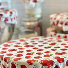 Load image into Gallery viewer, Reusable Apple Print Bowl Covers – 100% Cotton, Washable, and Eco-Conscious