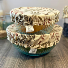 Load image into Gallery viewer, Reusable Floral on Cream Bowl Covers – Beautifully Designed, Washable, and Eco-Friendly