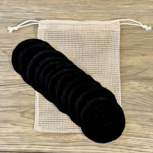 Load image into Gallery viewer, Eco-Friendly, Reusable Black Cotton Rounds