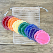 Load image into Gallery viewer, Rainbow Reusable Cotton Rounds – Colorful and Sustainable