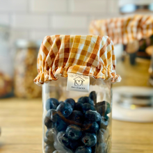 Load image into Gallery viewer, Orange Plaid Sustainable Bowl Covers – Reusable, Washable, and Eco-Friendly Food Covers