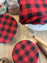Load image into Gallery viewer, Red Flannel Sustainable Bowl Covers – Reusable, Washable, and Eco-Friendly Food Covers