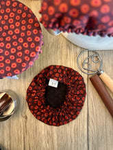 Load image into Gallery viewer, Red & Orange Circles Sustainable Bowl Covers – Reusable, Washable, and Eco-Friendly Food Covers