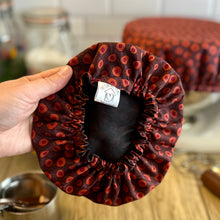Load image into Gallery viewer, Red & Orange Circles Sustainable Bowl Covers – Reusable, Washable, and Eco-Friendly Food Covers