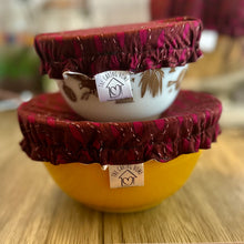 Load image into Gallery viewer, Pink Leaves Sustainable Bowl Covers – Reusable, Washable, and Eco-Friendly Food Covers