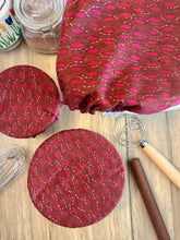 Load image into Gallery viewer, Pink Leaves Sustainable Bowl Covers – Reusable, Washable, and Eco-Friendly Food Covers