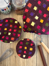 Load image into Gallery viewer, Multicolored Squares Sustainable Bowl Covers – Reusable, Washable, and Eco-Friendly Food Covers