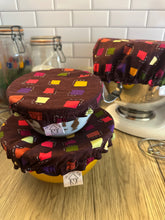 Load image into Gallery viewer, Multicolored Squares Sustainable Bowl Covers – Reusable, Washable, and Eco-Friendly Food Covers