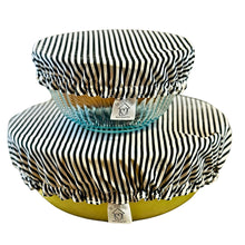 Load image into Gallery viewer, Reusable White & Black Stripes Bowl Covers-Practical and Sustainable Cotton Food Covers