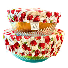 Load image into Gallery viewer, Reusable Apple Print Bowl Covers – 100% Cotton, Washable, and Eco-Conscious