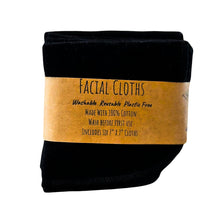 Load image into Gallery viewer, Reusable 100% Cotton Black Facial Cloths – Eco-Friendly, Soft, and Gentle for Sensitive Skin, Natural Skincare Routine