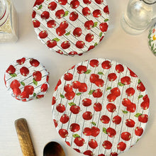 Load image into Gallery viewer, Reusable Apple Print Bowl Covers – 100% Cotton, Washable, and Eco-Conscious