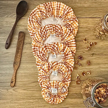 Load image into Gallery viewer, Orange Plaid Sustainable Bowl Covers – Reusable, Washable, and Eco-Friendly Food Covers