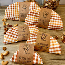 Load image into Gallery viewer, Orange Plaid Sustainable Bowl Covers – Reusable, Washable, and Eco-Friendly Food Covers