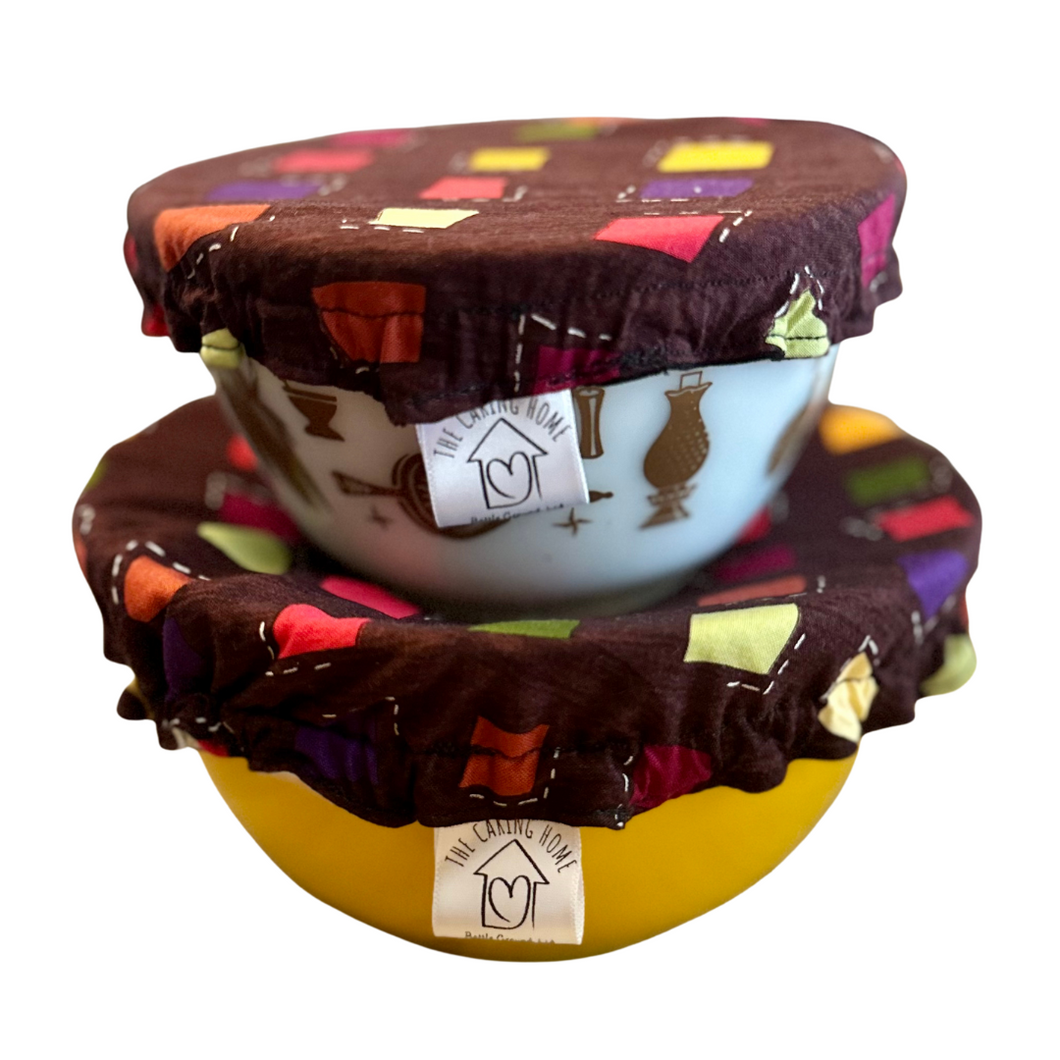 Multicolored Squares Sustainable Bowl Covers – Reusable, Washable, and Eco-Friendly Food Covers