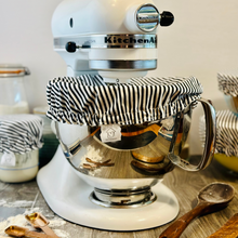 Load image into Gallery viewer, Reusable White &amp; Black Stripes Bowl Covers-Practical and Sustainable Cotton Food Covers
