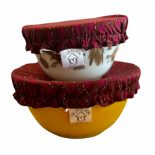 Load image into Gallery viewer, Pink Leaves Sustainable Bowl Covers – Reusable, Washable, and Eco-Friendly Food Covers
