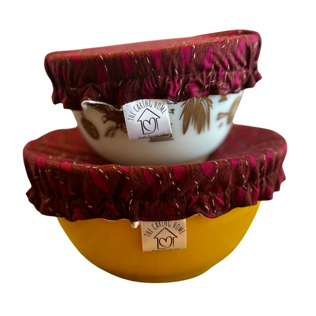 Pink Leaves Sustainable Bowl Covers – Reusable, Washable, and Eco-Friendly Food Covers