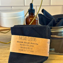 Load image into Gallery viewer, Reusable 100% Cotton Black Facial Cloths – Eco-Friendly, Soft, and Gentle for Sensitive Skin, Natural Skincare Routine
