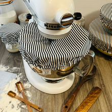 Load image into Gallery viewer, Reusable White &amp; Black Stripes Bowl Covers-Practical and Sustainable Cotton Food Covers
