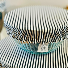 Load image into Gallery viewer, Reusable White &amp; Black Stripes Bowl Covers-Practical and Sustainable Cotton Food Covers
