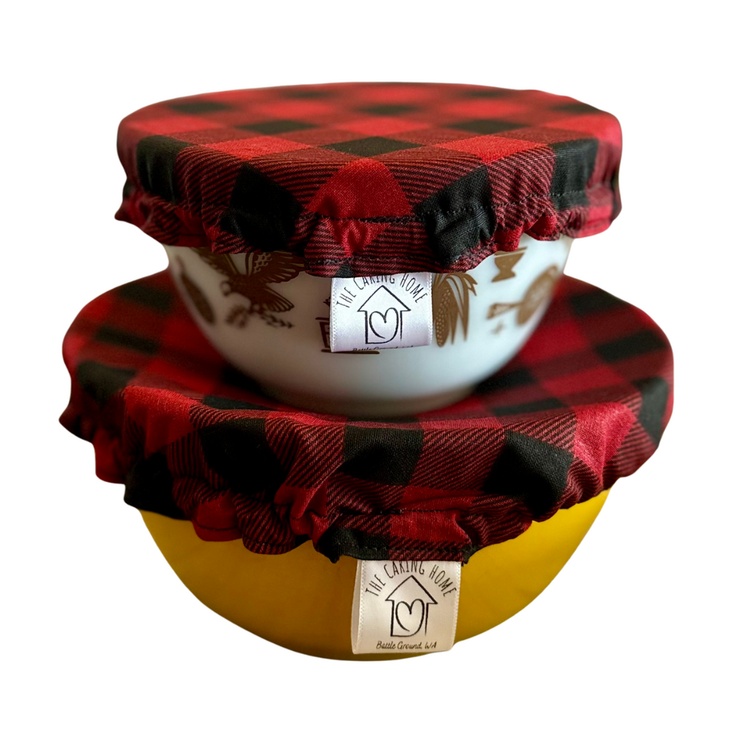 Red Flannel Sustainable Bowl Covers – Reusable, Washable, and Eco-Friendly Food Covers