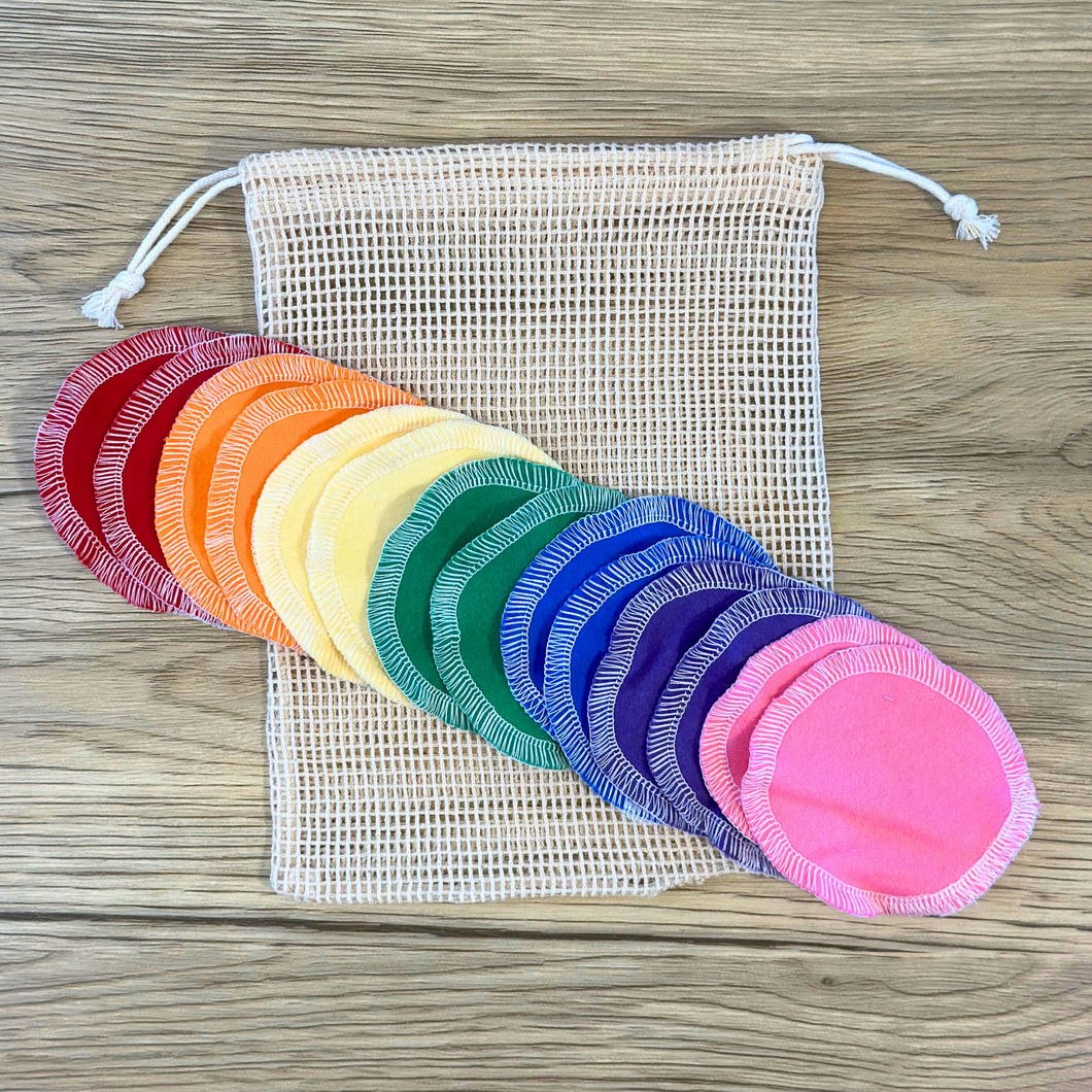 Rainbow Reusable Cotton Rounds – Colorful and Sustainable