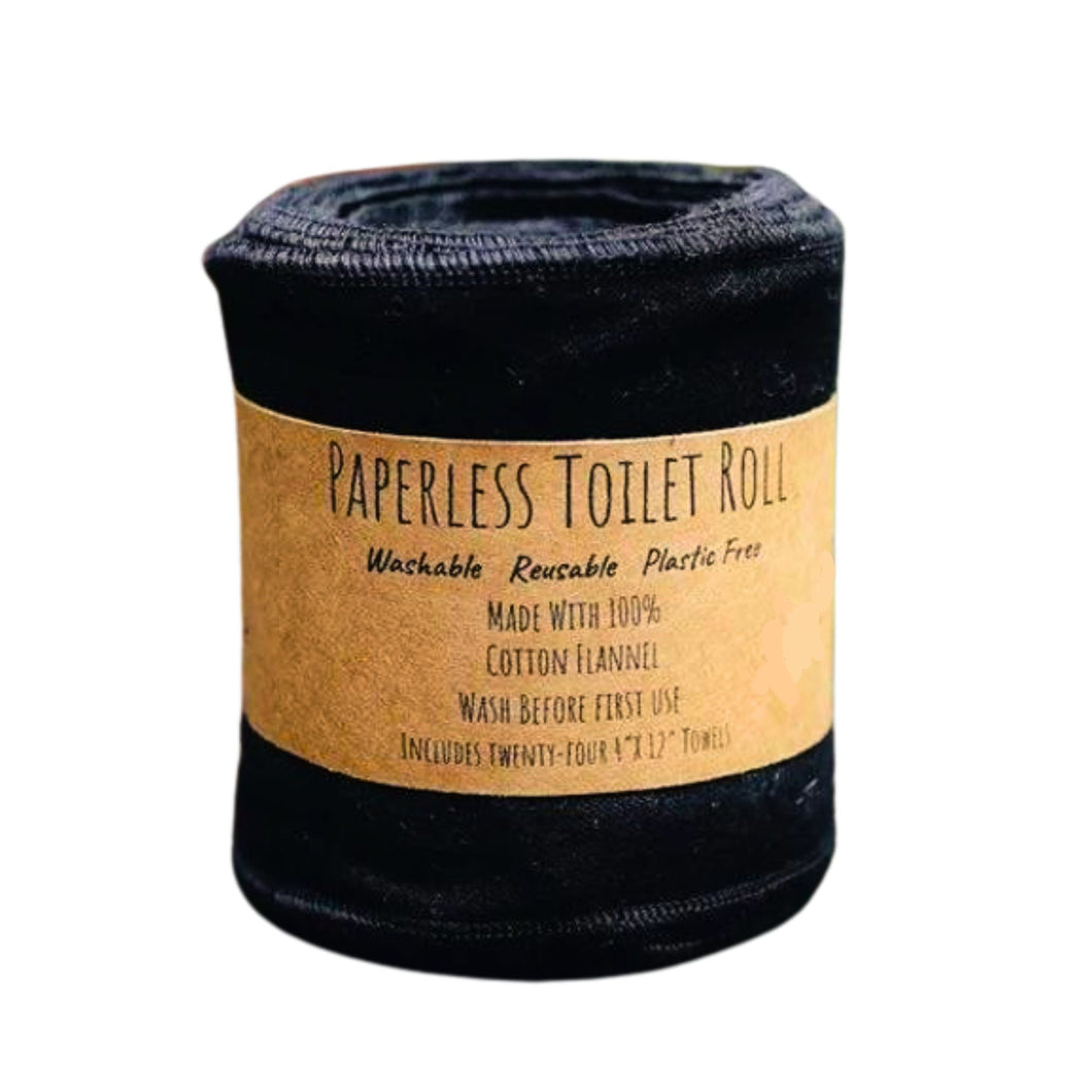 Black Cotton Reusable Toilet Rolls - Eco-Friendly & Sustainable