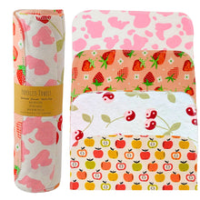 Load image into Gallery viewer, 24-Pack Paperless Towels – Fun Cow, Apple, Cherry &amp; Strawberry Prints for Eco-Friendly Living
