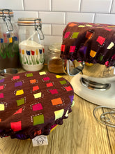 Load image into Gallery viewer, Multicolored Squares Sustainable Bowl Covers – Reusable, Washable, and Eco-Friendly Food Covers
