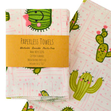 Load image into Gallery viewer, Reusable Paperless Towels - Eco-Friendly, Super Absorbent, and Long-Lasting Kitchen Solution - Cactus
