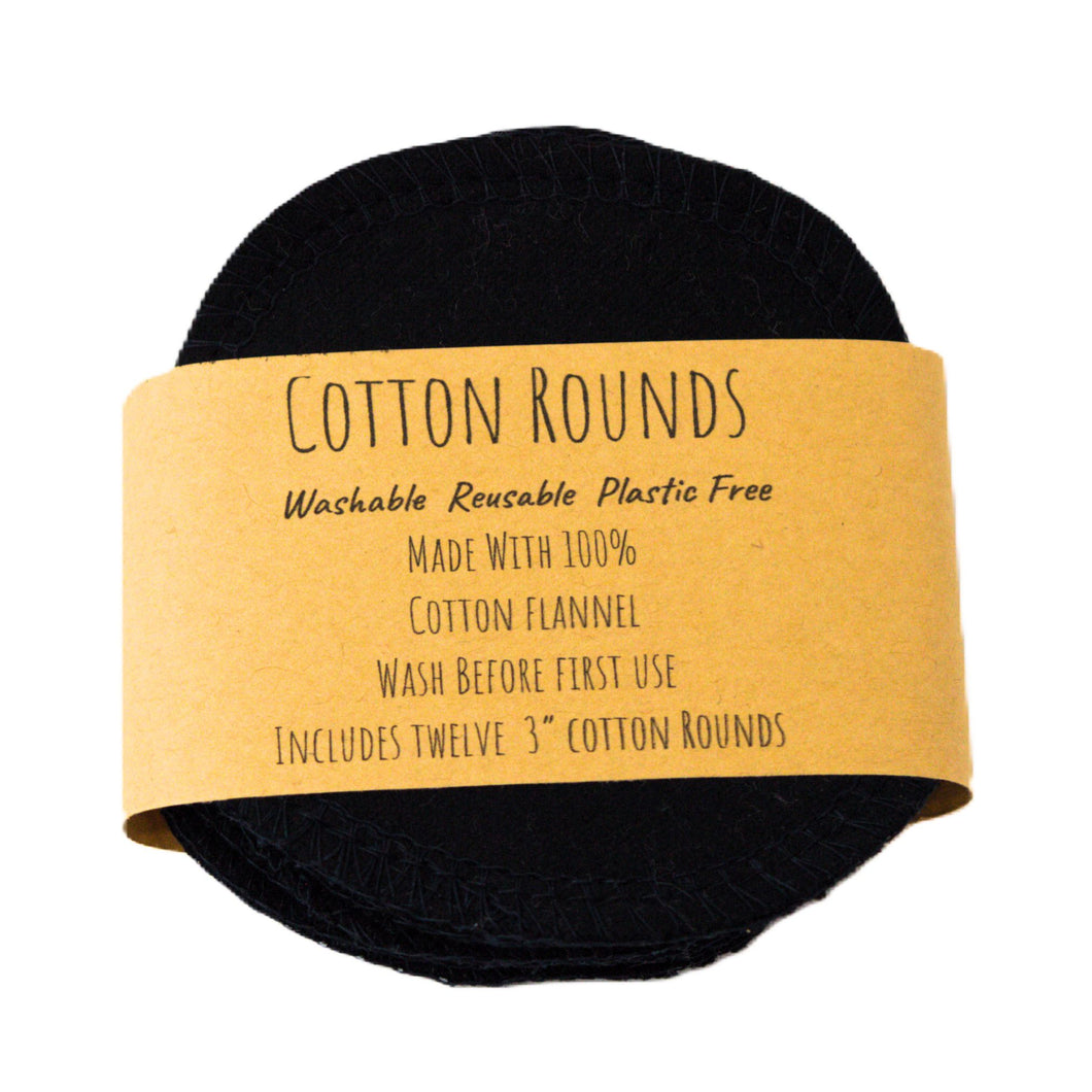 Eco-Friendly, Reusable Black Cotton Rounds