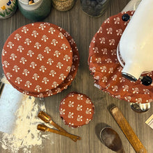 Load image into Gallery viewer, Reusable Red Folk Print Cotton Bowl Cover – Durable and Sustainable, Eco-Friendly Kitchen Essentials
